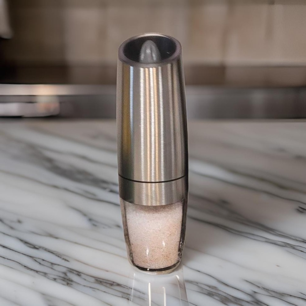 Automatic Electric Salt Pepper‎ Grinder Peppercorn Silver Shaker Stainless Steel